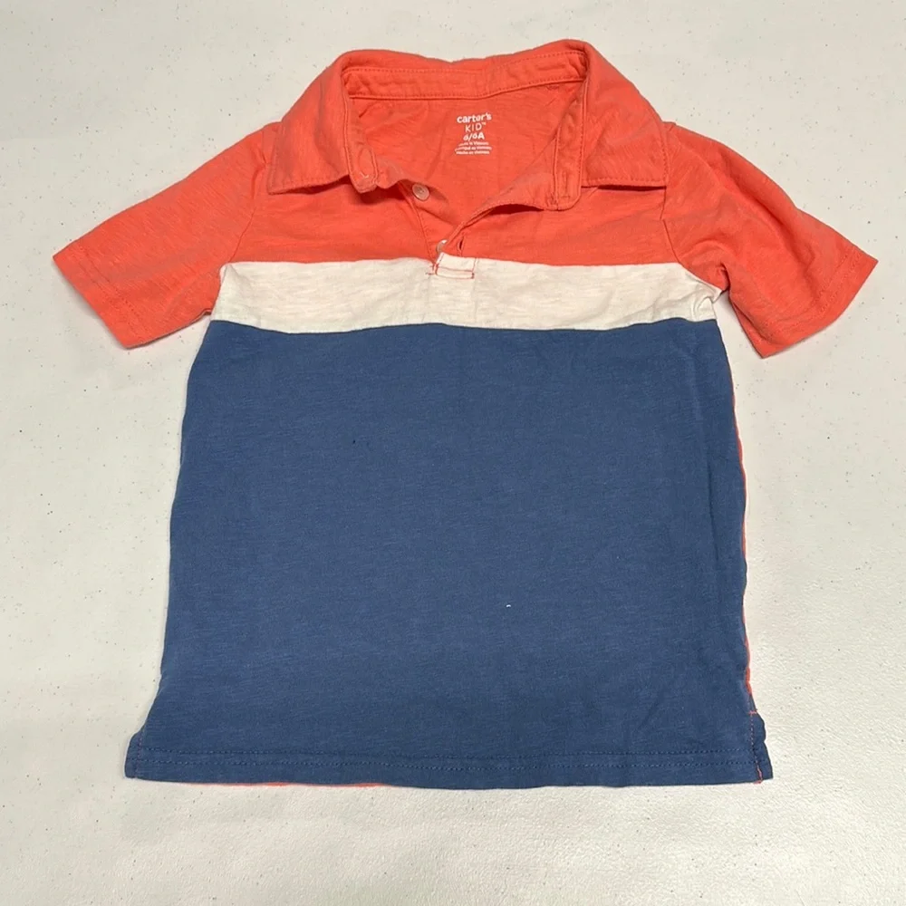 Boys Carter’s red, white, & blue polo shirt size 6 - Picture 1 of 3